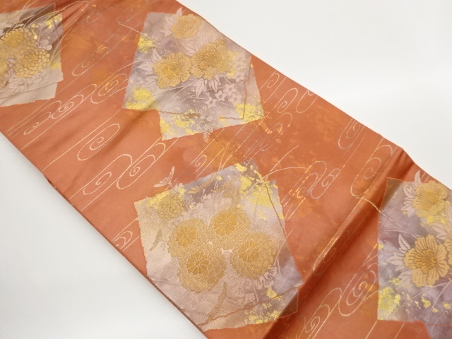 JAPANESE NAGOYA OBI / WOVEN KIKU & PEONY